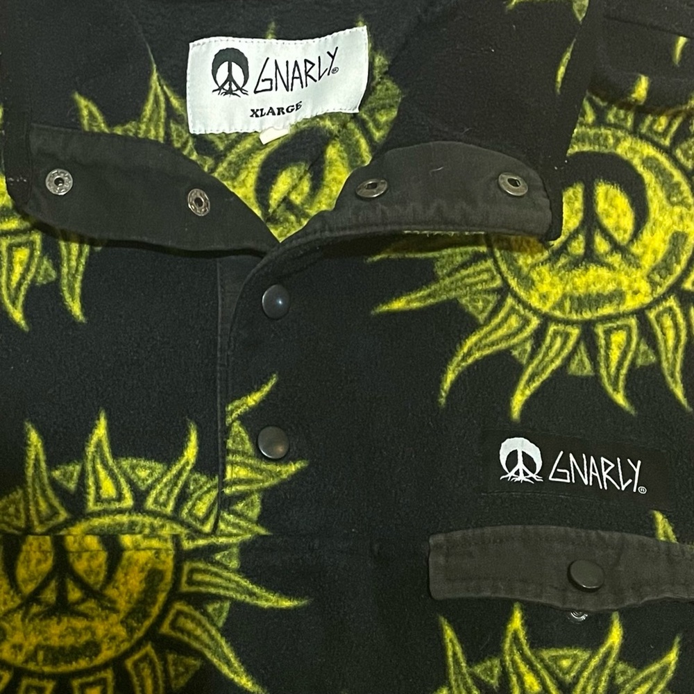Gnarly Men's Black and Yellow Sun Pattern Sweater - Picture 4 of 8